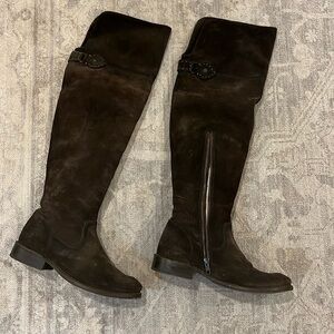 Frye over the knee green boots